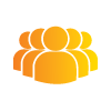 Orange icon depicting five people